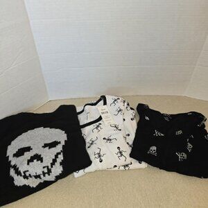 NWT Leveret PJ's & No Bo Skull Sweater size XXS & T-Shirt Glitter Skulls size XS